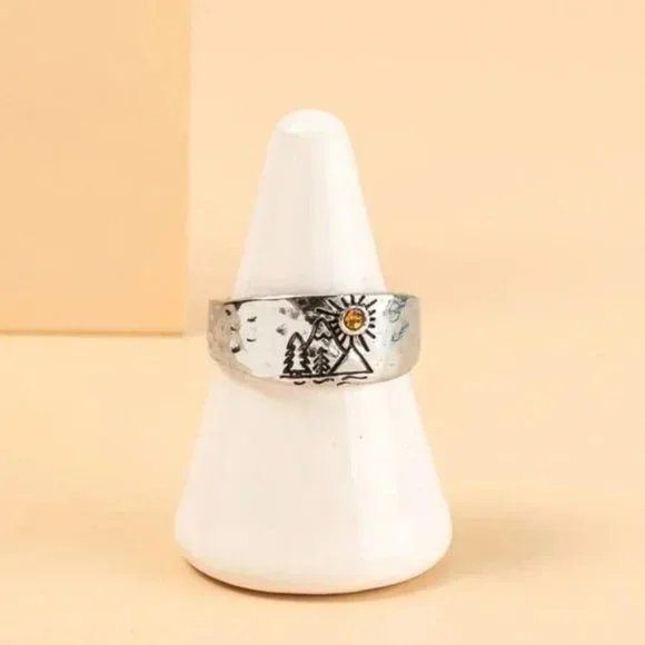 Sunrise Mountain Baroque Silver Ring